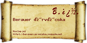Berauer Árvácska névjegykártya
